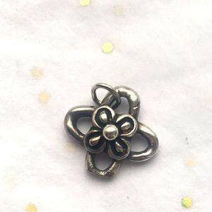 Small Linda Levinson Silver Cross Flower Charm Signed